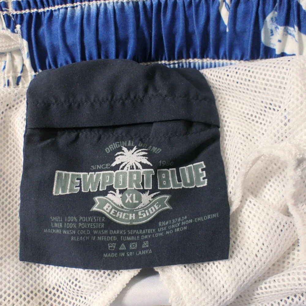 Newport Blue Mens Swim Trunks XL Blue Ombre Tropical Floral Board Shorts Coastal